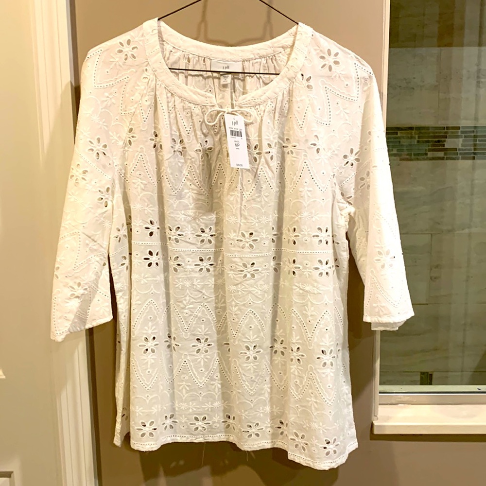 JJill white eyelet blouse